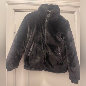 Aqua faux fur coat from Bloomingdales